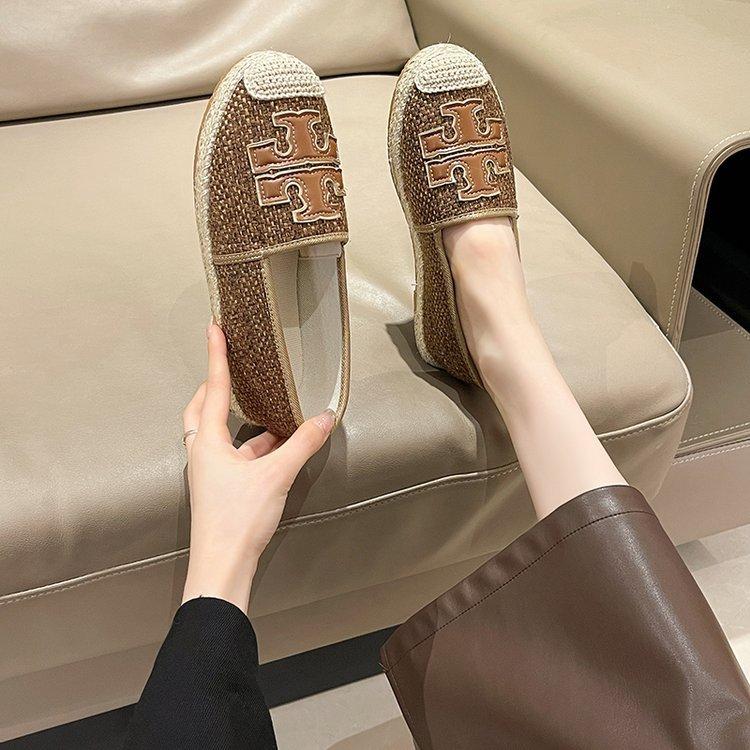 2024 Spring and Summer New Xiaoxiang Fisherman Shoes Women's Hemp Rope Woven Flat-soled One-pedal Thick-soled Single Shoes Loafers Women's Shoes