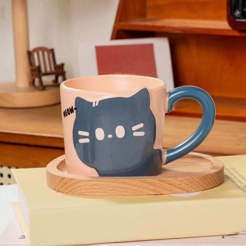 Cute Design Coffee Mug Cat Pattern Ceramic Mug Decorative Accessories Milk Cup Gift Giving