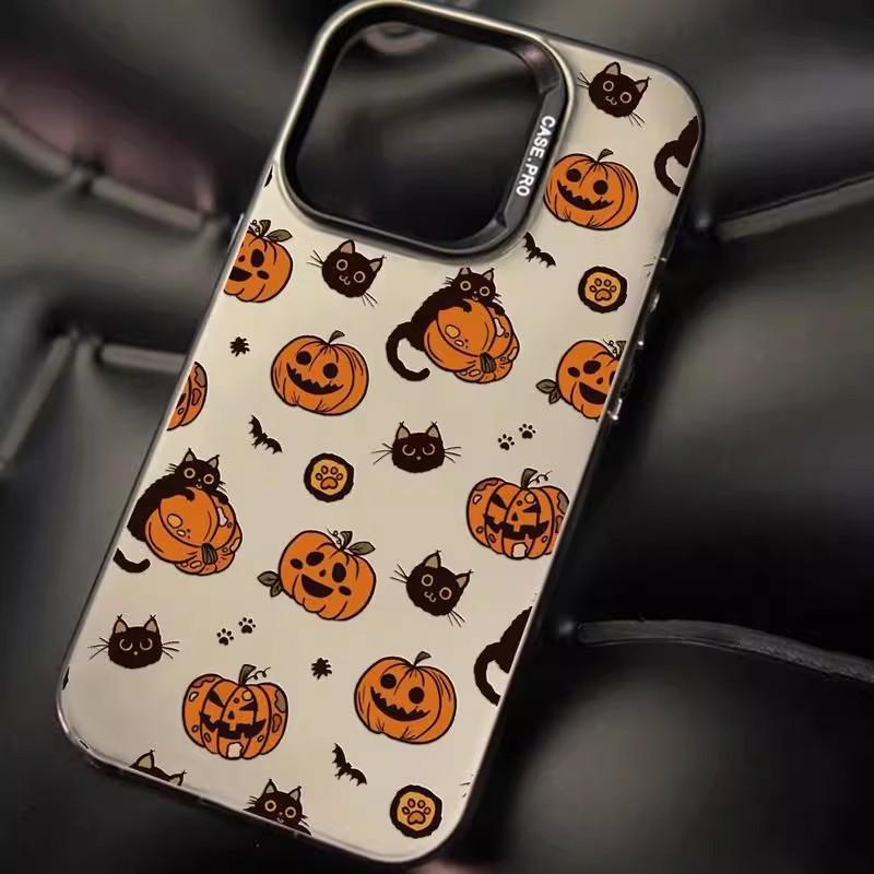

Halloween Pumpkin Cartoon Phone Case for iPhone 13/14/15/16 Pro Max - Silver Other models please inquire or note