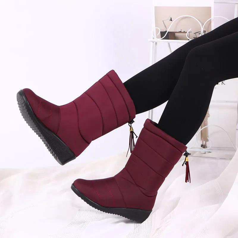 Stivali invernali da donna Stivali da neve impermeabili nuovi casual in pelle calda alla caviglia Scarpe da donna