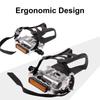 Aluminum Alloys Bike Pedals with Toe Clip and Strap for Exercise Bike, Spin Bike and Outdoor Bicycles Easy to Use