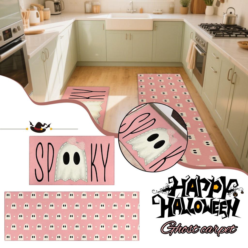 Halloween Ghosts And Horror Polka Dot Kitchen Rug 2-Piece Set, Fun Kitchen Mats, Suitable For Home Use