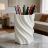 Soporte para Bolígrafos Impreso en 3D Soporte Moderno Espiral Retorcido Organizador de Escritorio 2 en 1 Florero para Decoración de Oficina Sala de Estar