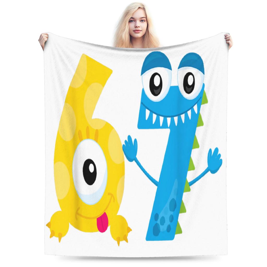 Funny Six Seven 67 Meme Fleece Blanket Throw Blankets for Home Hotel Sofa 150*125cm Bedspreads