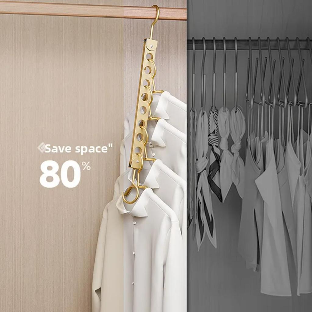 6/8 Holes Storage Rack for Clothe Hanger Organizer Foldable Rotatable Magic Metal Hangers Storage Rack Wardrobe Space Saver Hook