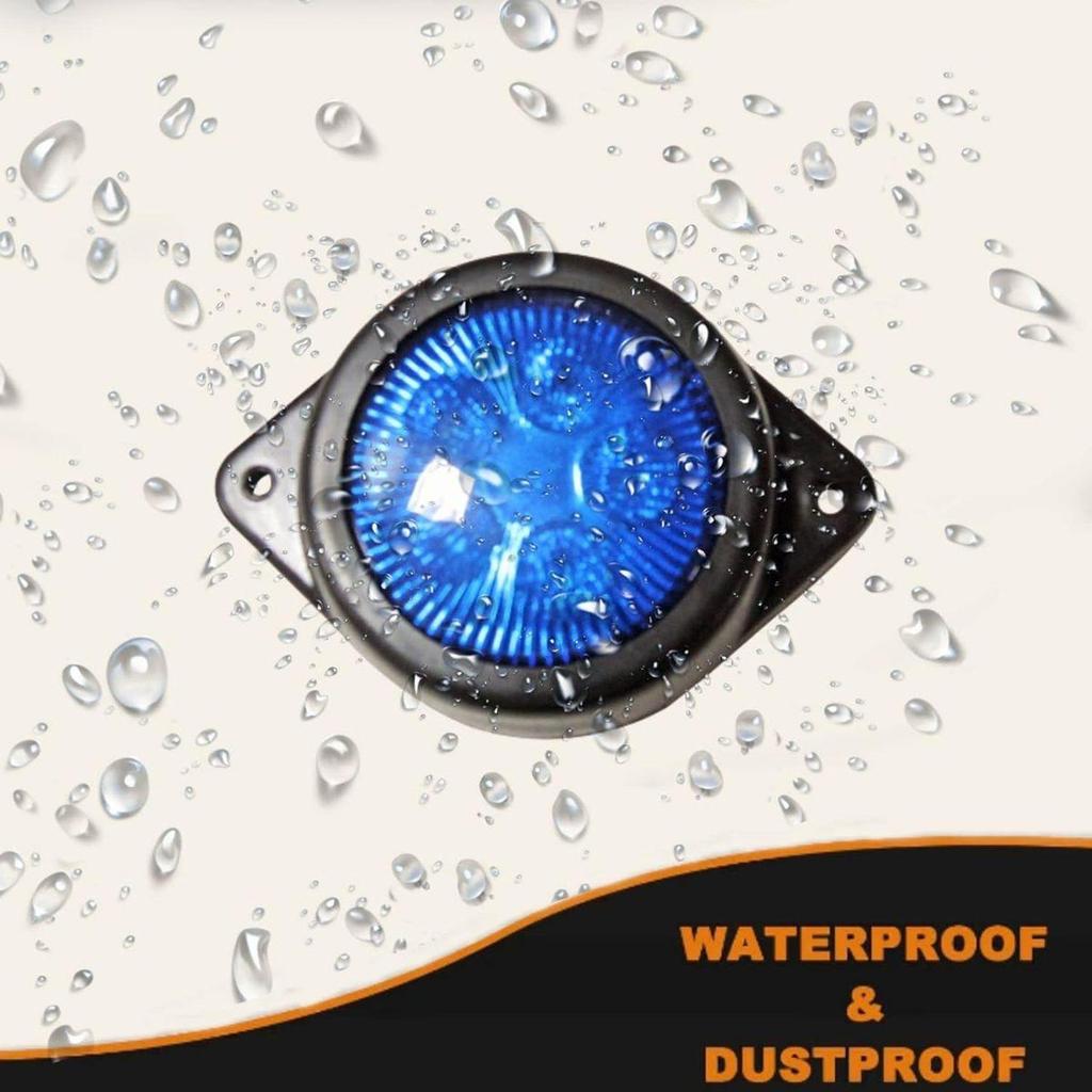 APSMOTIV LED Outline Marker Lights Trailer Fot Truck 24V Clearance Lamp Chicken Marker Lights Universal Fit, Color Blue, Pack of 15