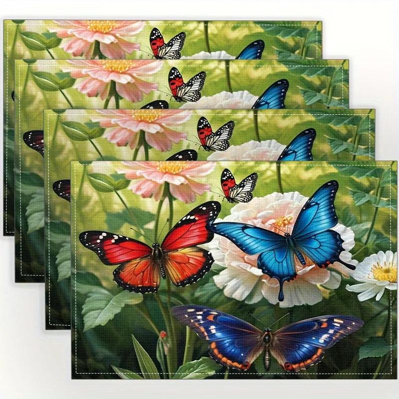 1PC Vibrant Butterfly & Flower Table Mats - Ideal for Holiday Parties, Birthdays, and Home Decor,