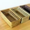 Handmade Woven Seagrass Storage Basket Desktop Straw Rattan Organzier Picnic Storage Box Desk Cosmetic Fruit Sundries Container