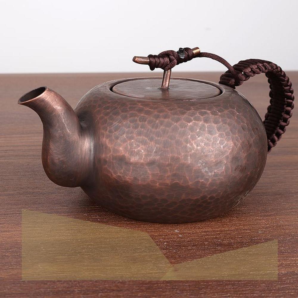 Chinese retro style red copper teapot, Handmade pure copper tea kettle, Health wellness tea set, Home boiling water pot, 450ml