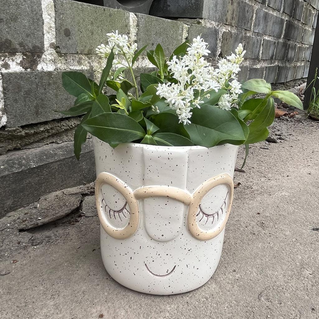 Lustiges Porträt Harz Blumentopf Ornament Dekoration ist geeignet für Hof Garten Haus Balkon