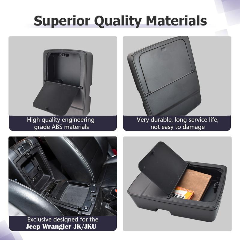 Armrest Hidden Box Tray for Jeep Wrangler JK/JKU 2011-2016 2017 2018 Center Console Organizer Secret Hidden Interior Accessories