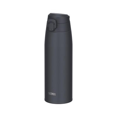 Garrafa Térmica Portátil Isolada a Vácuo Cinza com Tampa para Fácil Abertura Larga para Beber, Acabamento Fosco, Seguro para Lava-Louças, Caneca 800ml, Preto, Revestimento em Pó,