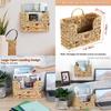 Modern Minimalist Wicker Wallmounted Magazine Rack With Rattan Storage Basket For Home Organization