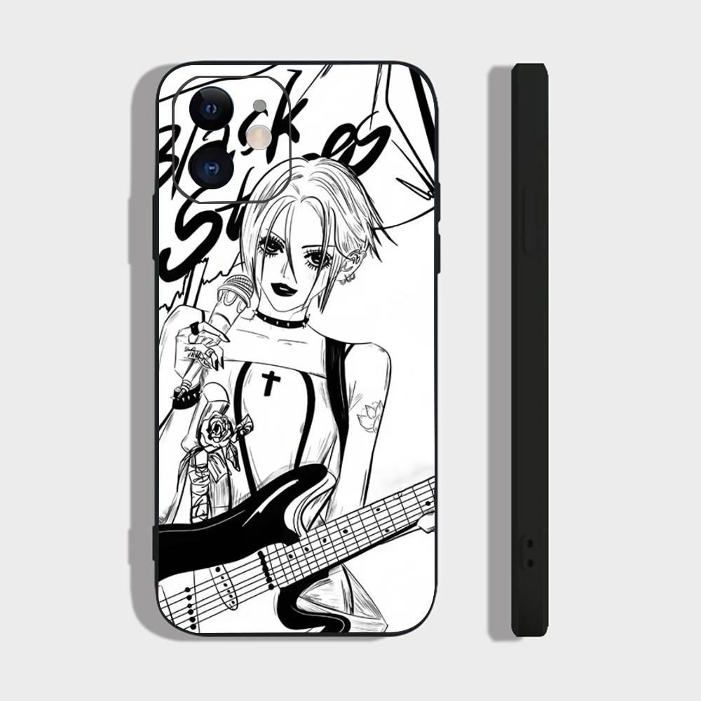 NANA Anime Black And White Color Phone Case For IPhone 17 Air 16 15 14 13 Pro Max 11 12 Black Silicone Cover
