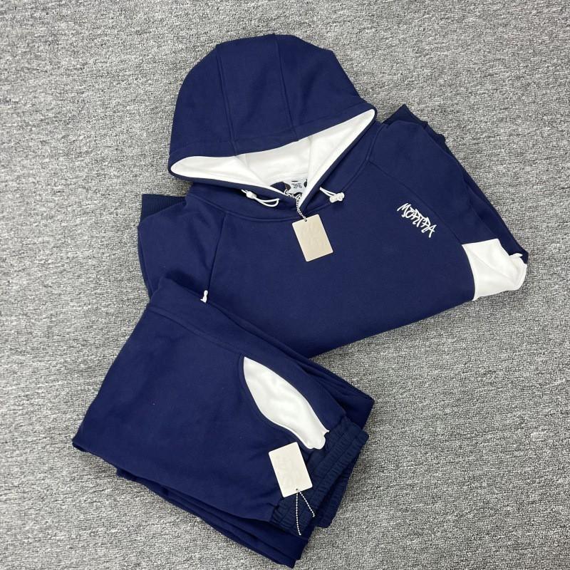 American Style Mertra Hoodie Embroidered Patch Loose Fit Fleece Lined Long Sleeve Couples Winter