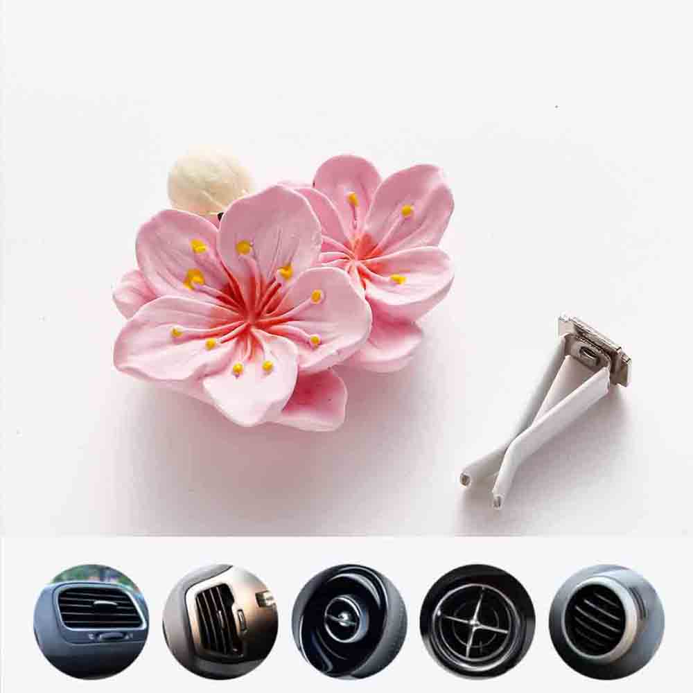 Peach Blossom Car Air Freshener Long-lasting Car Freshener Long-lasting Fragrance Flower Car Air Freshener Vent Clip for Women