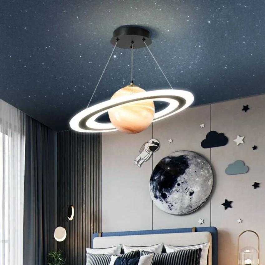 Modern Creative LED pendant light Children's Room Saturn Chandelier Bedroom Planetary Room Decoration Lighting Ceiling Light