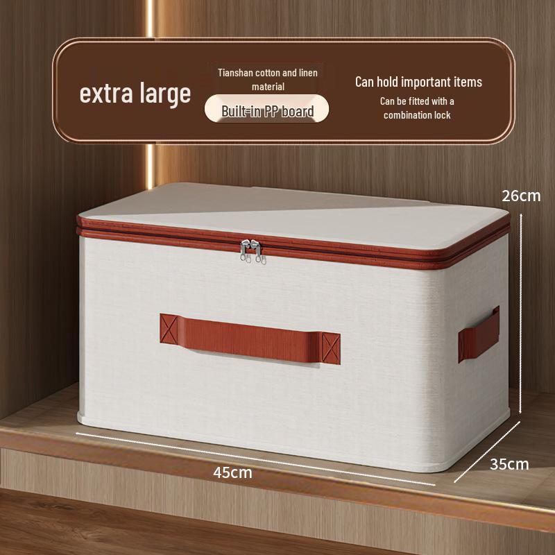 Tianshan Cotton Linen Foldable Storage Box - Moisture & Dust-Proof Wardrobe Organizer