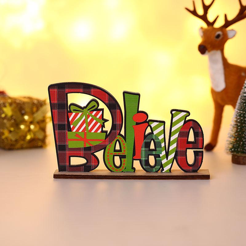 Christmas Decorations Wooden Color Letter Assembly DIY Decoration Tabletop Faceless Old Man Table