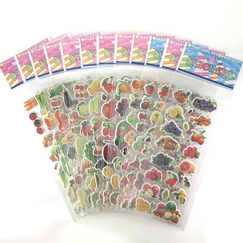 12 Sheets/Pack Cute Bulk 3D Puffy Stickers for Kids Scrapbooking Laptop Mobile Phone Decoration Girl Boy Birthday Gift