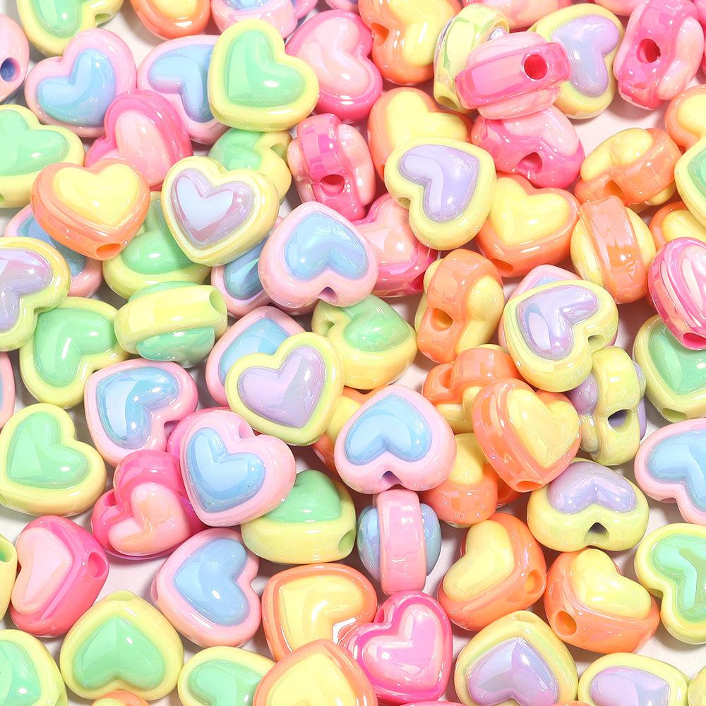 10-Pack Acrylic UV-Plated Two-Color Peach Heart Bead Phone Chain Pendant