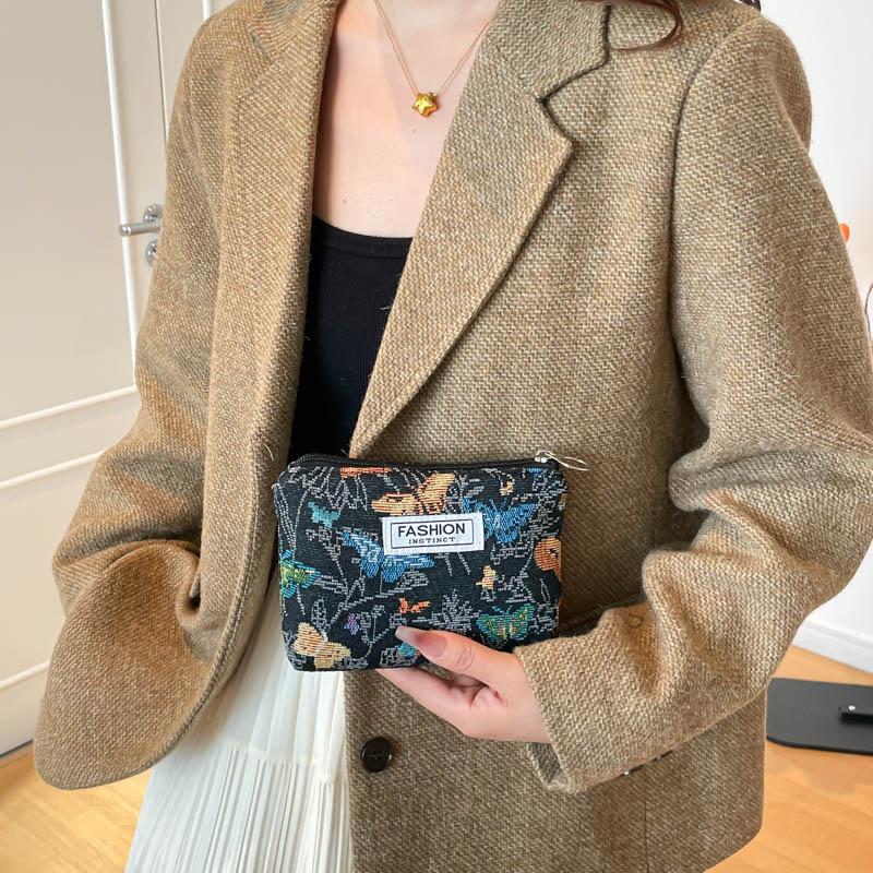 Yogodlns Women Floral Fabric Makeup Bag Cosmetics Case Brush Wash Bag for Birthday Holiday Gifts