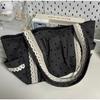 Polka Dot Lace Tote Bag Large Capacity Women's Shoulder Bag Student Commuter Handbag With Contrast Trim Lightweight Shopping Bag