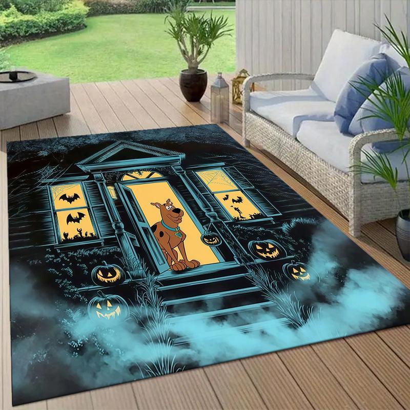 Scooby‑Doo2 Flannel Pattern Square Carpet,Area Rug,Carpet Rug for Living Room Bedroom Sofa Playroom Decor,Non-slip Floor Mat