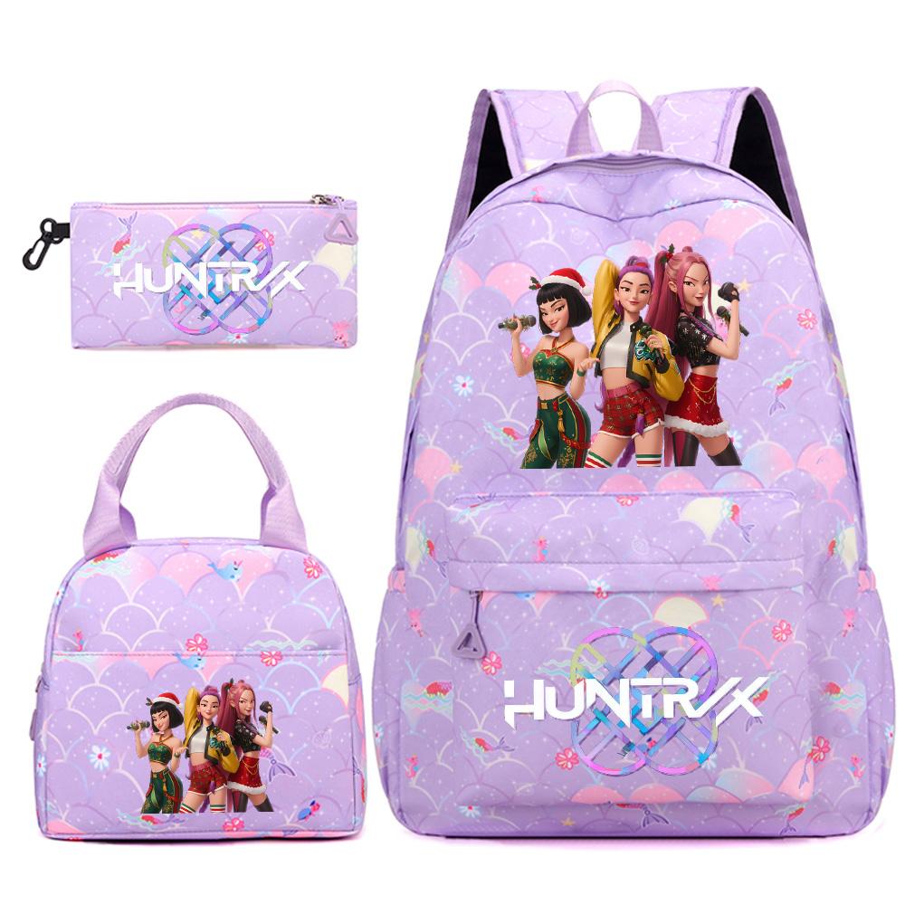 3Pcs/set Christmas Kpop Printed Backpack Handbag Pencil Case for Teenger Student Girl Boy Schoolbag Kid Bookbag Large Capacity Travel Bag Kid Gift