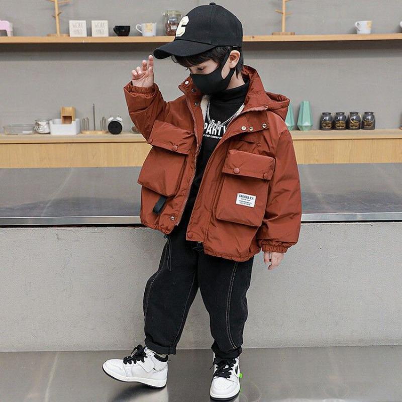 Boys' Fleece-Lined Jacket, Winter Casual Children's Cotton Coat