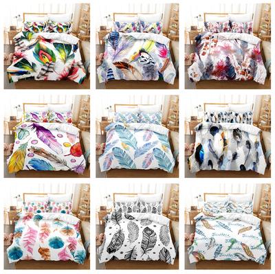 3D High-definition Digital Printed Bedding Set, Feather Series Quilt and Pillowcase AU/EU/DE Full Size Soft and Easy To Clean Home Decoration
