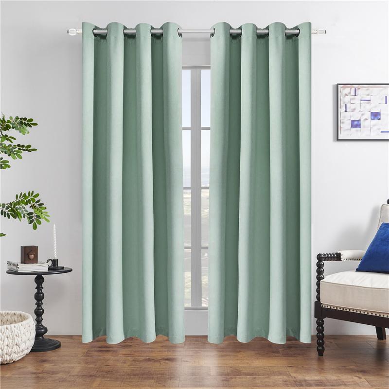 High Density Fabric 100% Blackout Curtains Thermal Insulated Sunproof Drapes with Grommet Top Bedroom Living Room Decor