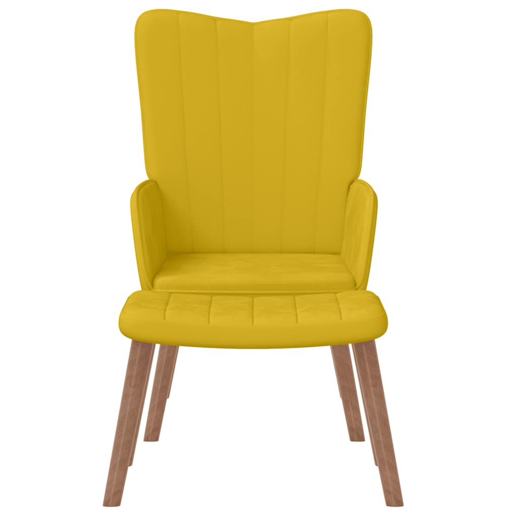 Vidaxl Armchair with Footstool, Mustard, Upholstered In Velvet
