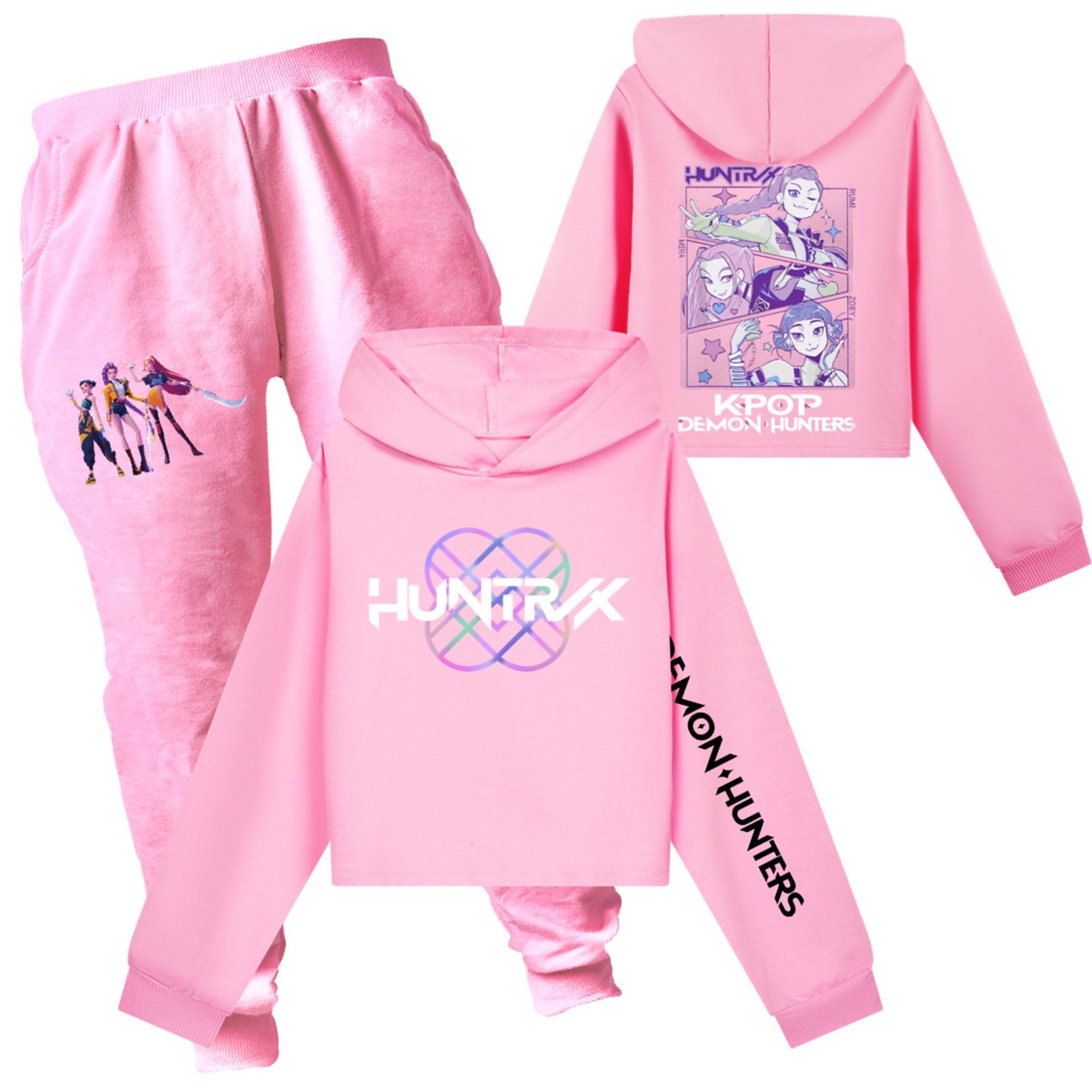 

Детский худи и брюки, двухпредметный спортивный костюм, комплект свитшота с длинным рукавом и принтом 170 розовый