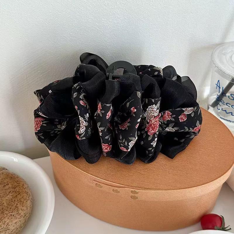 Luksusowa damska spinka do włosów kok z chmurką i kokardą – Duży dodatek typu szczęka rekina