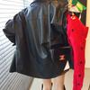 Stylish Leather-Look Asymmetric Shirt Jacket with Belt