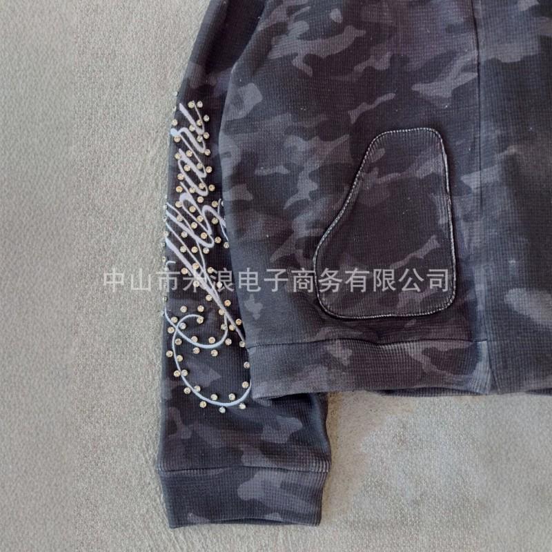 Unisex Streetwear Hoodie With 3D Embellished Rhinestone Design Loose Fit Cotton Pullover Hip Hop Fashion