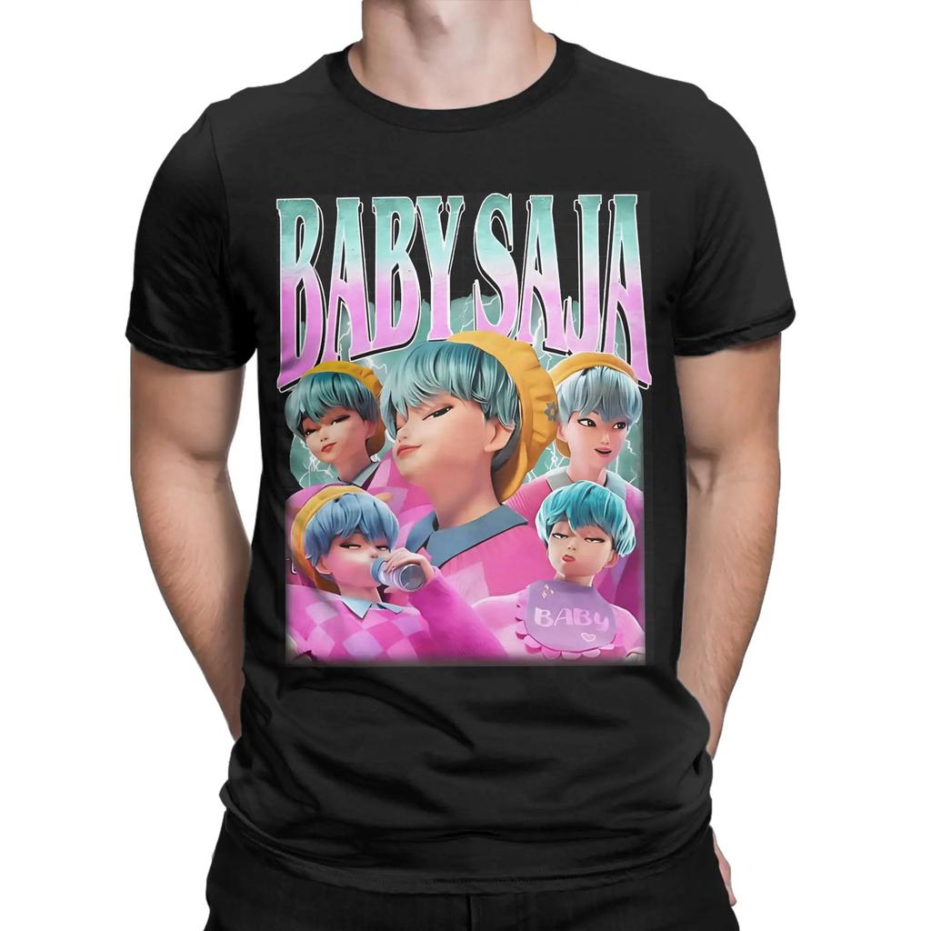 Baby Saja Retro Kpop Demon Hunter Villain Pure Cotton T Shirts  for Couple Summer Awesome Loose Short Sleeve Clothing