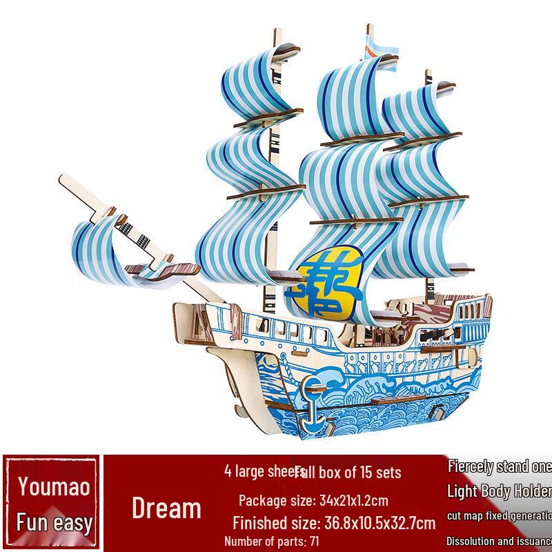 DIY Wooden Ancient Sailing Ship Model Kit: 3D Puzzle, Handmade Silk Merchant Vessel for Adults