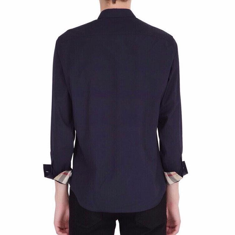 Burberry Shirts Men's Dark Blue Lapel Moderate Shirt 39911571