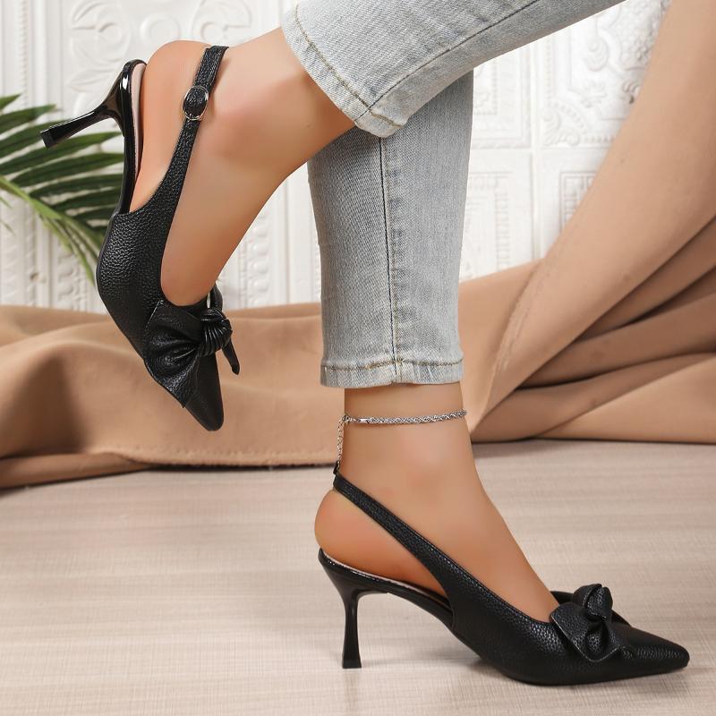 Fashion Slim Heels Fashion Stunning Tender Sandals for Women Spring Summer High-End Attractive Pointed Toe Cap Bow High Heel Sandals