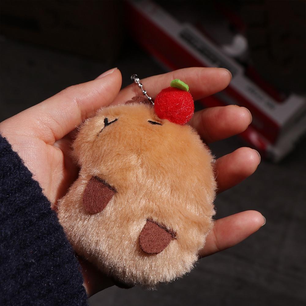 Soft Squeeze Capybara Plush Keychain Cartoon Stuffed Capybara Keyring  Birthday Gift
