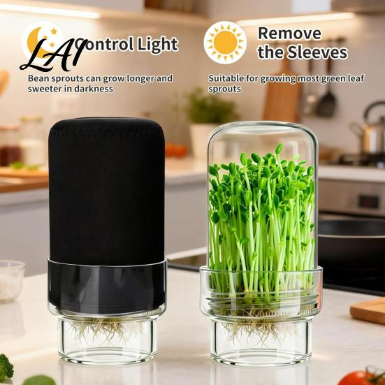Organic Sprout Grower Sprouting Jar Kit Wide Mouth Glass with Lid Blackout