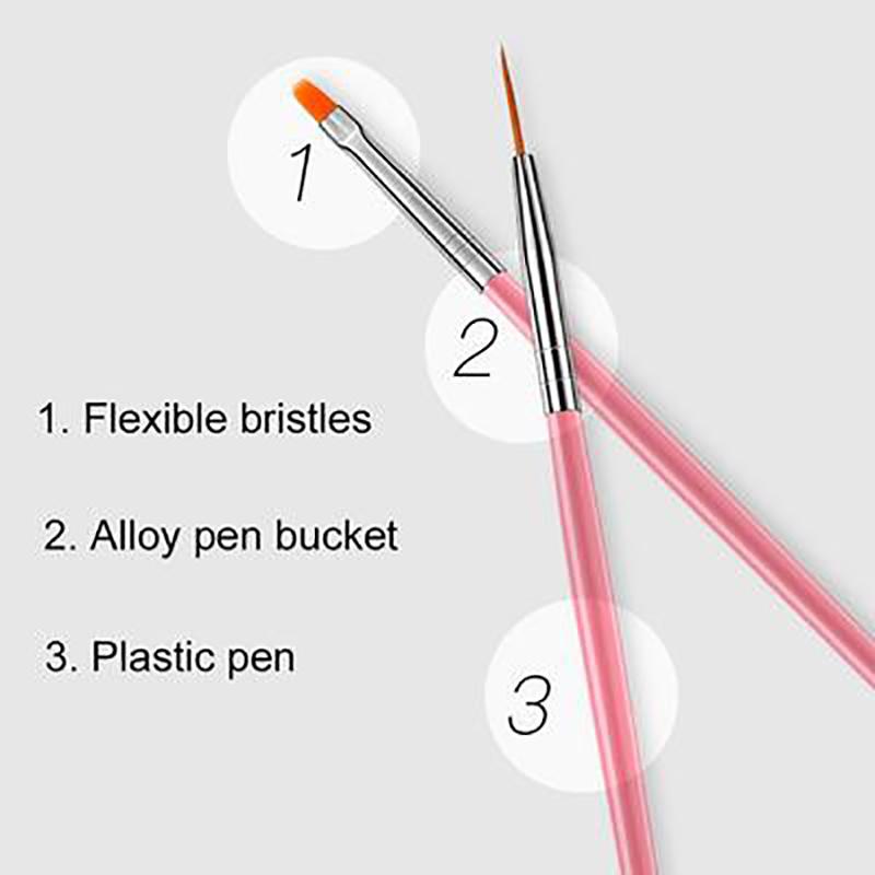 Lady Dotting Drawing Nail 15Pcs Hook Art Line Pen Polish Makeup Brushes Manicure Tool