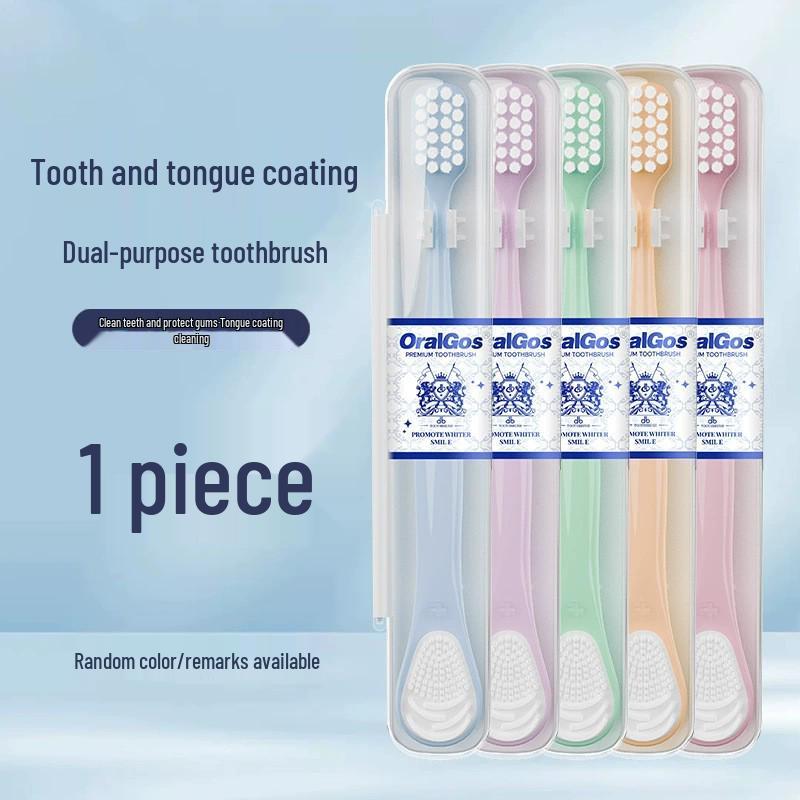 Double-Sided Antibacterial Tongue Scraper and Brush for Freshening and Deep Cleaning