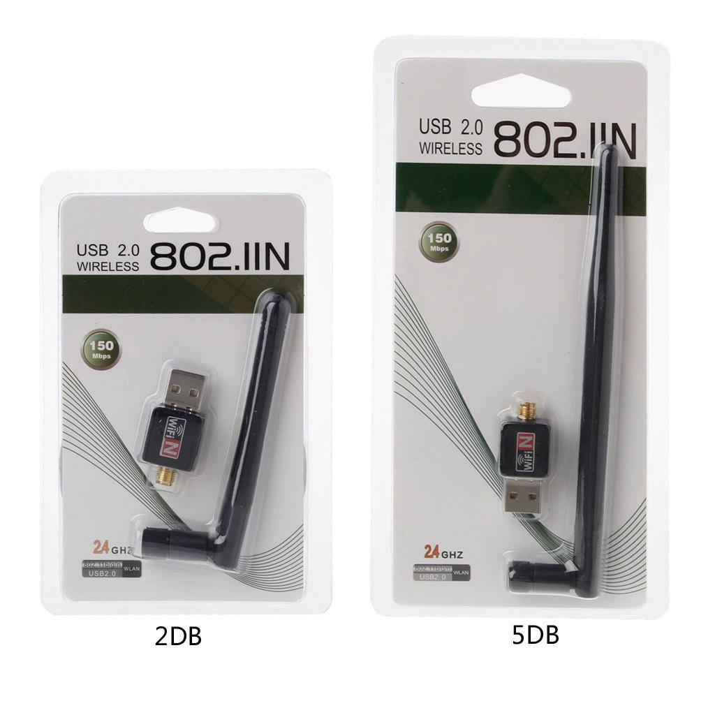 Mini USB WiFi Adapter 2.0 with 2dBi Antenna, 300m Range