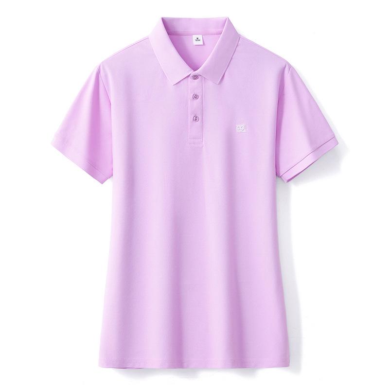 Korean Smiley Embroidered Heavy-Duty Cotton Lapel Polo Shirt for Women