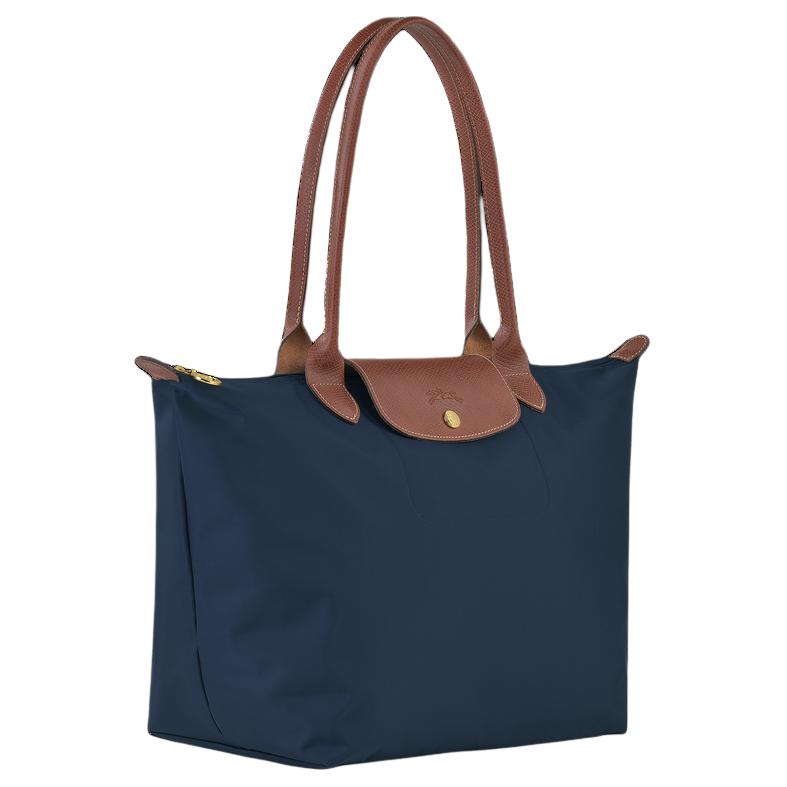 Longchamp Original Snap Zipper Closure Recycled Canvas Tote Shopping Bag Handheld Shoulder Bag Large Women tote Navy-Blue L1899089P68