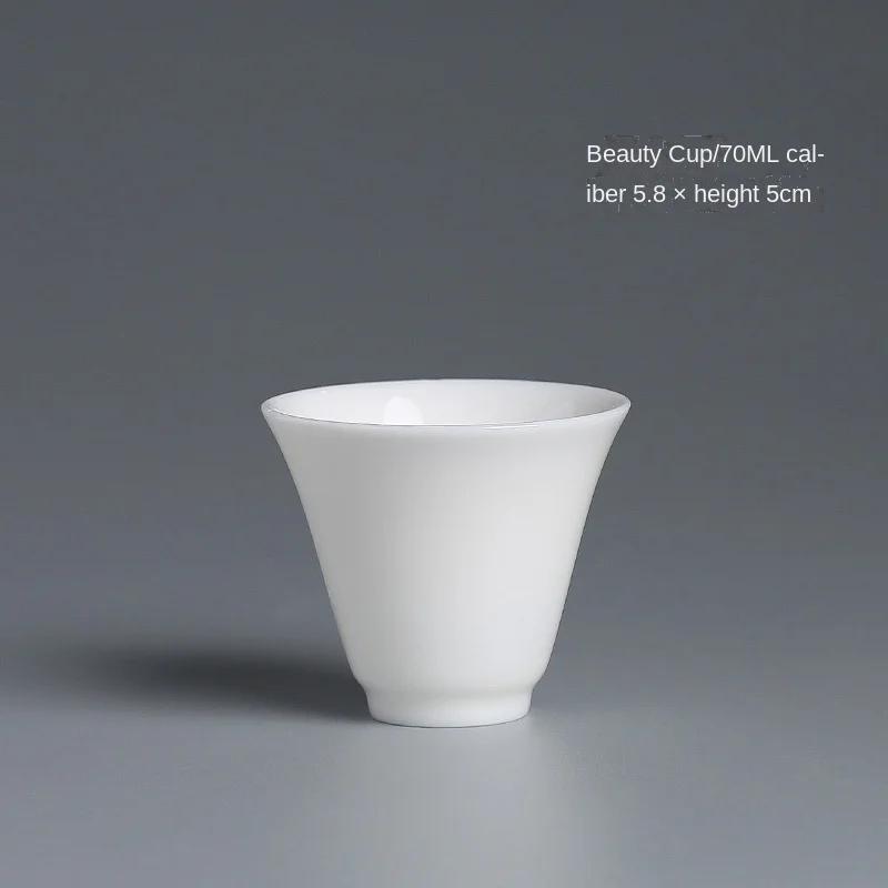 White Jade Kung Fu Small Tea Cup Tea Bowl Master Cup Egg-Shell White Porcelain Cup Jade Porcelain Tea Set Tea Tasting Cup  200ml