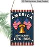 2D Flat, 1pc Patriotic "America 250 Years" Aluminium Sign - 8"x12" Rustic 1776-2026 Liberty Bell Decor, USA Flag Wall Art, Perfect for Independence